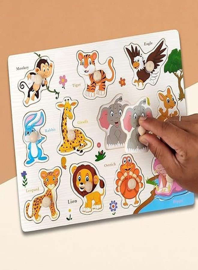 NEKSTY Wooden 11 Pieces Animals with Birds Pegged Knob Toy - Image 3